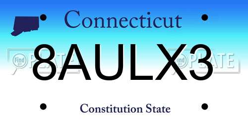 8AULX3 Connecticut License Plate