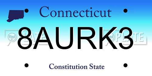 8AURK3 Connecticut License Plate