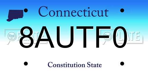 8AUTF0 Connecticut License Plate