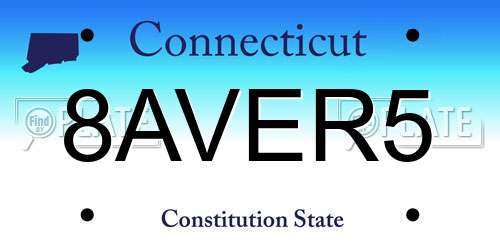 8AVER5 Connecticut License Plate