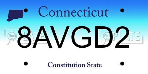 8AVGD2 Connecticut License Plate