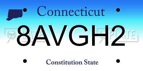 8AVGH2 Connecticut License Plate