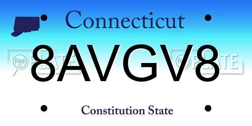 8AVGV8 Connecticut License Plate