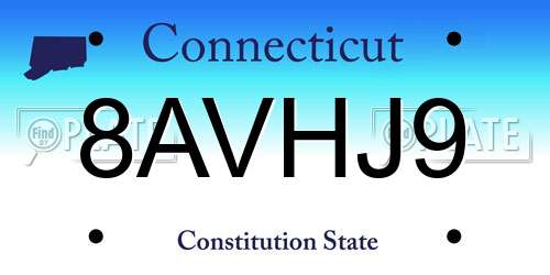 8AVHJ9 Connecticut License Plate