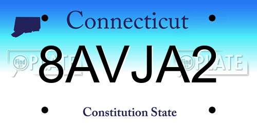 8AVJA2 Connecticut License Plate