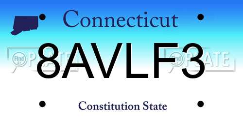 8AVLF3 Connecticut License Plate