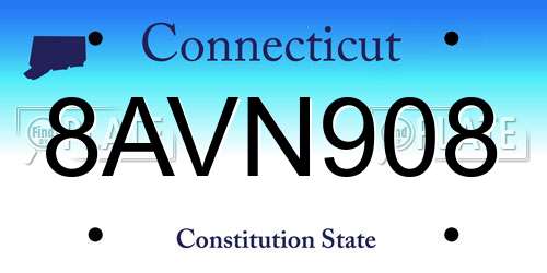 8AVN908 Connecticut License Plate