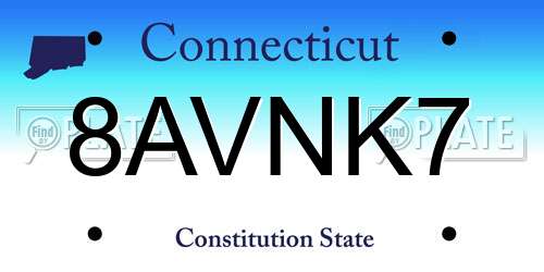 8AVNK7 Connecticut License Plate