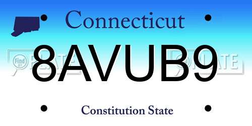 8AVUB9 Connecticut License Plate
