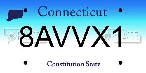 8AVVX1 Connecticut License Plate
