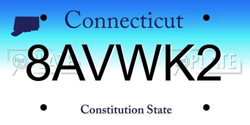 8AVWK2 Connecticut License Plate