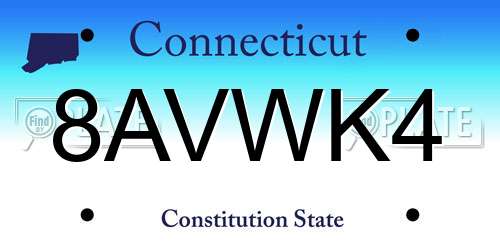 8AVWK4 Connecticut License Plate