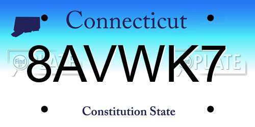 8AVWK7 Connecticut License Plate