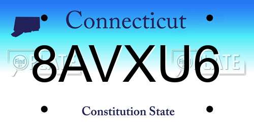 8AVXU6 Connecticut License Plate