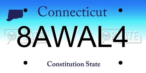 8AWAL4 Connecticut License Plate