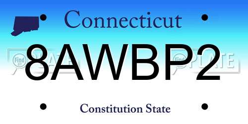 8AWBP2 Connecticut License Plate