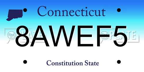 8AWEF5 Connecticut License Plate