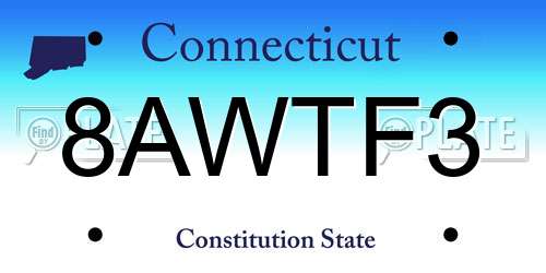 8AWTF3 Connecticut License Plate