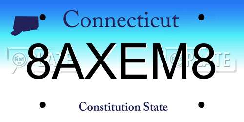8AXEM8 Connecticut License Plate
