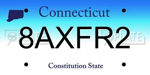 8AXFR2 Connecticut License Plate