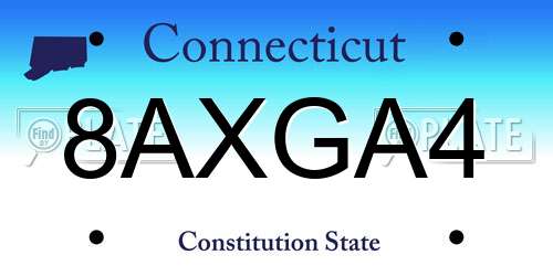 8AXGA4 Connecticut License Plate