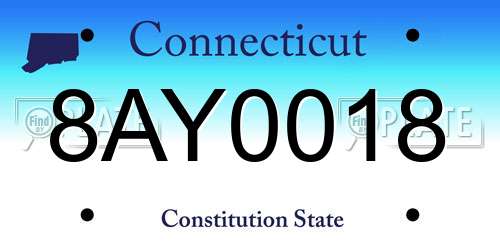 8AY0018 Connecticut License Plate