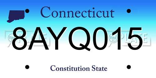 8AYQ015 Connecticut License Plate
