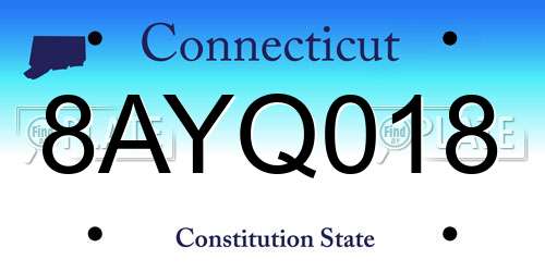 8AYQ018 Connecticut License Plate