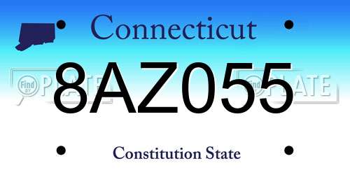 8AZ055 Connecticut License Plate