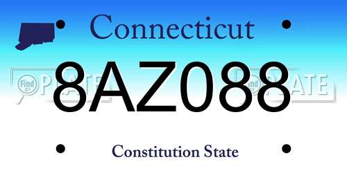 8AZ088 Connecticut License Plate