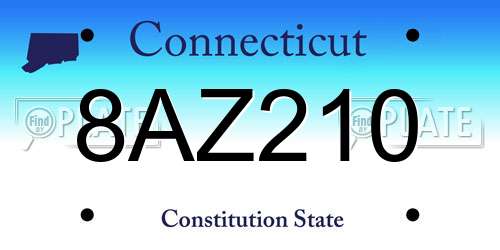 8AZ210 Connecticut License Plate