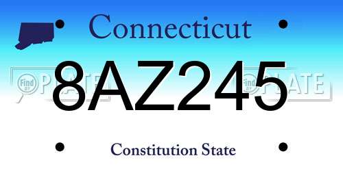 8AZ245 Connecticut License Plate