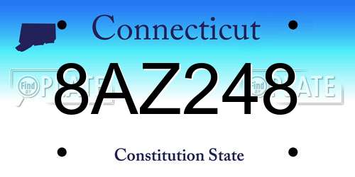8AZ248 Connecticut License Plate