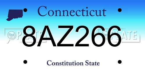 8AZ266 Connecticut License Plate