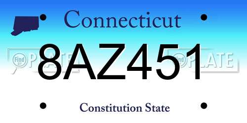8AZ451 Connecticut License Plate