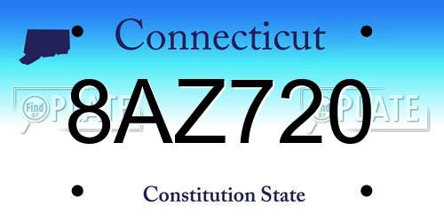 8AZ720 Connecticut License Plate
