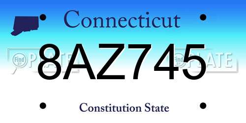 8AZ745 Connecticut License Plate
