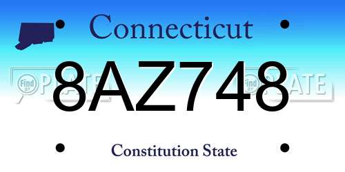 8AZ748 Connecticut License Plate