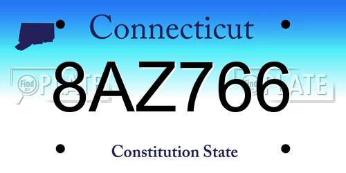 8AZ766 Connecticut License Plate