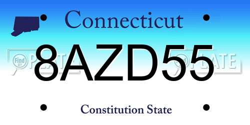8AZD55 Connecticut License Plate