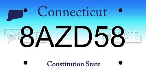 8AZD58 Connecticut License Plate