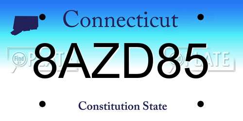 8AZD85 Connecticut License Plate