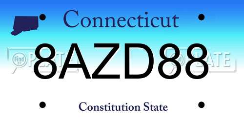 8AZD88 Connecticut License Plate