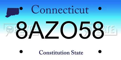 8AZO58 Connecticut License Plate