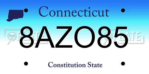 8AZO85 Connecticut License Plate