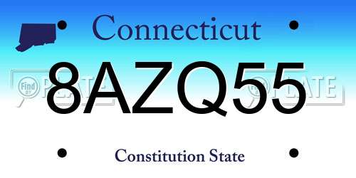 8AZQ55 Connecticut License Plate