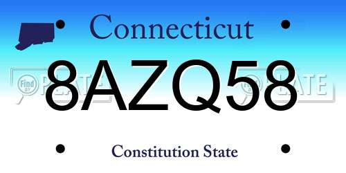 8AZQ58 Connecticut License Plate