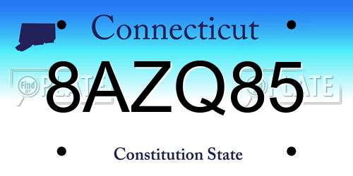 8AZQ85 Connecticut License Plate
