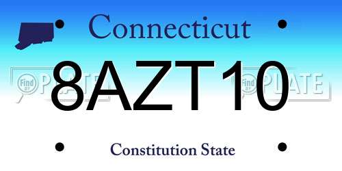 8AZT10 Connecticut License Plate