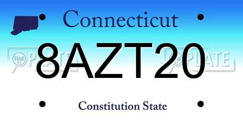 8AZT20 Connecticut License Plate